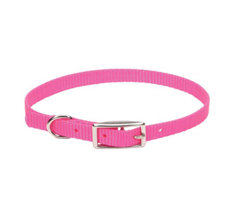 00301 SINGLE-PLY DOG COLLAR NYLON 10 IN X 3/8 IN NEON PINK