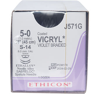 ETHICON™ COATED VICRYL® SUTURES 5/0 J571H 18 IN (S-14) 12/PKG