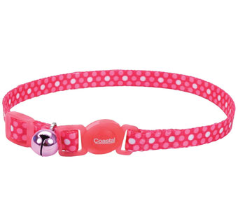 SAFE CAT® 06701 ADJUSTABLE COLLAR 8 - 12 IN X 3/8 IN PINK DOTS