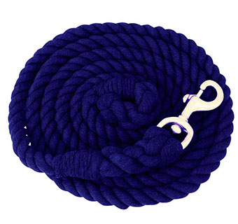 EQUI-SKY COTTON LEAD WITH BRS PLT BOLT SNAP 3/4 IN X 10 FT NAVY