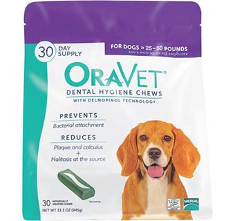 ORAVET® DENTAL HYGIENE CHEWS FOR DOGS 25-50 LB 30/PKG 6/CASE