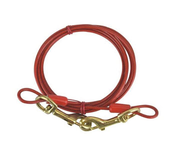 HAMILTON® TIE OUT CABLE HEAVY WEIGHT 30 FT + SNAP RED