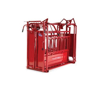 CATTLEMASTER SERIES 6 HEAVY-DUTY AUTOMATIC SQUEEZE CATTLE CHUTE RED