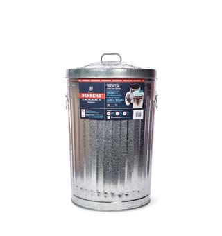 ROUND UTILITY TRASH CAN WITH LID SMOOTH GALVANIZED STEEL 20 GAL