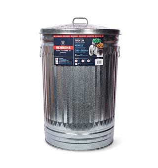 ROUND UTILITY TRASH CAN WITH LID SMOOTH GALVANIZED STEEL 31 GAL