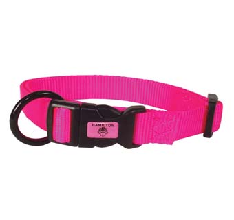 HAMILTON® FAS CLASSIC ADJ DOG COLLAR NYLON 5/8 IN X 12 - 18 IN HOT PINK
