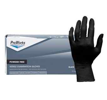 PROWORKS® GL-N145F GLOVES NITRILE POWDER-FREE BLACK L 100/PKG