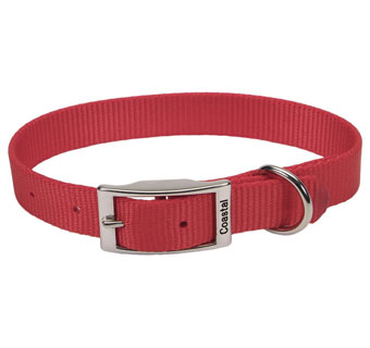00901 SINGLE-PLY DOG COLLAR NYLON 18 IN X 1 IN RED