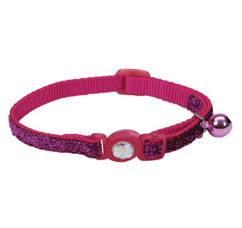 SAFE CAT® 06723 ADJUSTABLE COLLAR WITH JEWEL BKL 8 - 12 IN X 3/8 IN PINK