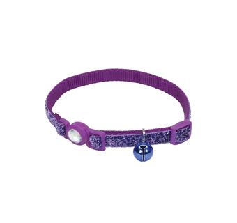 SAFE CAT® 06723 ADJUSTABLE COLLAR WITH JEWEL BKL 8 - 12 IN X 3/8 IN PURPLE