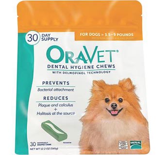 ORAVET® DENTAL HYGIENE CHEWS FOR DOGS 3.5-9 LB 30/PKG 6/CASE