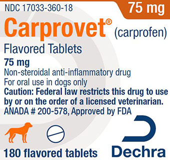 CARPROVET® (CARPROFEN)  FLAVORED TABLETS  (RX) - 75MG - 180/BOTTLE