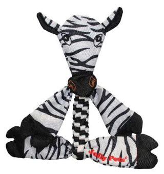 JOLLY PETS® FLATHEAD DOG TOY ZEBRA BALLISTIC NYLON S 5 IN