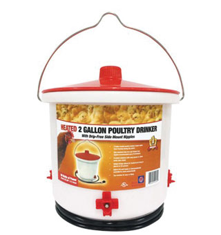 HEATED POULTRY DRINKER 2 GAL RED/WHITE