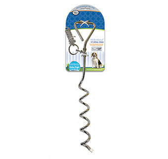 FOUR PAWS® WALK-ABOUT®  TIE-OUT DOG SPIRAL STAKE SILVER 19 IN 1/PKG