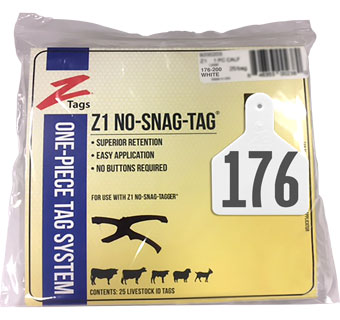 CALF 1 PIECE PRE-NUMBERED TAG HOT STAMP PRINT WHITE 176-200