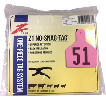 CALF 1 PIECE PRE-NUMBERED TAG HOT STAMP PRINT PINK 51-75