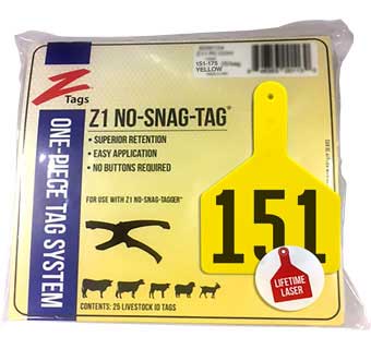 COW 1 PIECE PRE-NUMBERED LASER PRINT YELLOW 151-175