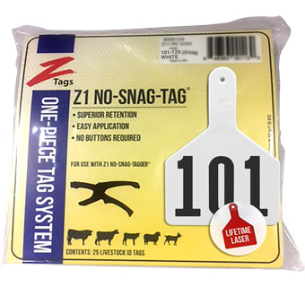 COW 1 PIECE PRE-NUMBERED LASER PRINT WHITE 101-125