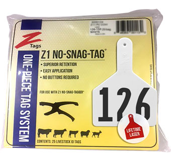 COW 1 PIECE PRE-NUMBERED LASER PRINT WHITE 126-150