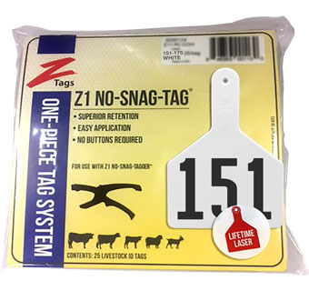 COW 1 PIECE PRE-NUMBERED LASER PRINT WHITE 151-175