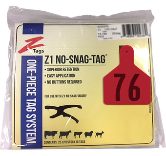 CALF 1 PIECE PRE-NUMBERED TAG HOT STAMP PRINT RED 76-100
