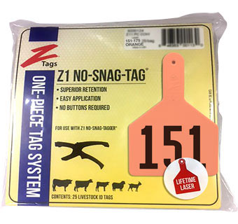 COW 1 PIECE PRE-NUMBERED LASER PRINT ORANGE 151-175