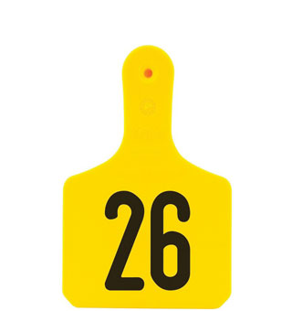 Y-TAGS™ 1-PIECE CALF EAR TAG LASER NUMBERED 26-50 YELLOW 25/PKG