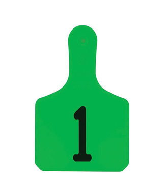 Y-TAGS™ 1-PIECE EAR TAG LASER CALF NUMBERED 1-25 GREEN 25/PKG