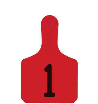 Y-TAGS™ 1-PIECE EAR TAG LASER CALF NUMBERED 1-25 RED 25/PKG