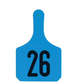 Y-TAGS™ 1-PIECE IDENTIFICATION EAR TAG COW 26-50 BLUE 25/PKG