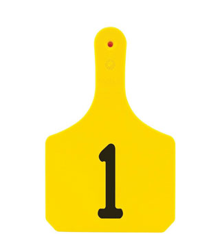 Y-TAGS™ 1-PIECE IDENTIFICATION EAR TAG COW LASER NRD 1-25 YELLOW 25/PKG