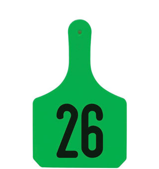 Y-TAGS™ 1-PIECE IDENTIFICATION EAR TAG COW 26-50 GREEN 25/PKG