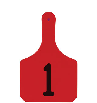 Y-TAGS™ 1-PIECE IDENTIFICATION EAR TAG COW LASER NRD 1-25 RED 25/PKG