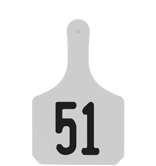 Y-TAGS™ 1-PIECE COW EAR TAG LASER NUMBERED 51-75 WHITE 25/PKG