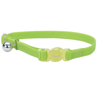 SAFE CAT® 07001 ADJUSTABLE COLLAR WITH BRK BKL NYLON 3/8 IN LIME GREEN
