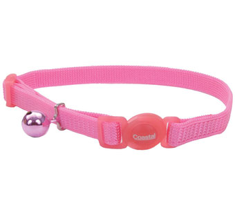 SAFE CAT® 07001 ADJUSTABLE COLLAR WITH BRK BKL NYLON 3/8 IN BRIGHT PINK