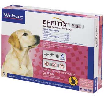 EFFITIX® PLUS TOPICAL SOLUTION FOR DOGS LARGE 45-88.9 LB 10 X 3 DOSES