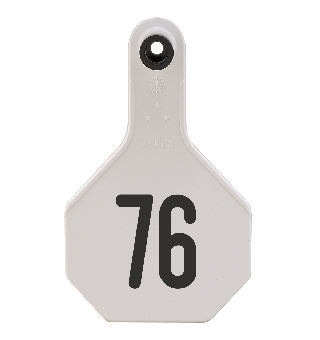 ALL AMERICAN® 2-PIECE COW EAR TAG 3 STAR MEDIUM WHITE PRENUMBERED 76-100 25/PK