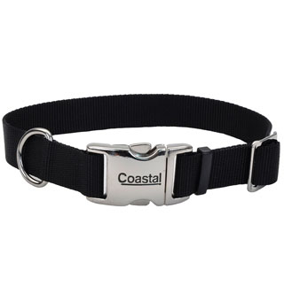 61901 ADJ DOG COLLAR WITH METAL BUCKLE 18 - 26 IN X 1 IN BLACK