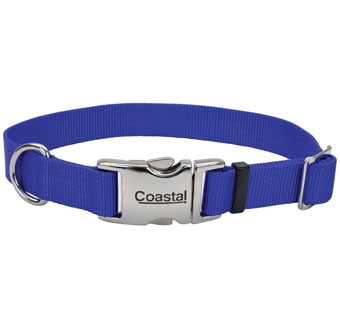 61962 ADJ DOG COLLAR WITH METAL BUCKLE NYLON 14 - 20 IN X 1 IN BLUE