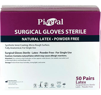 PIVETAL® PF LATEX STERILE SURGICAL GLOVES SIZE 8.0 50 PAIRS/PKG