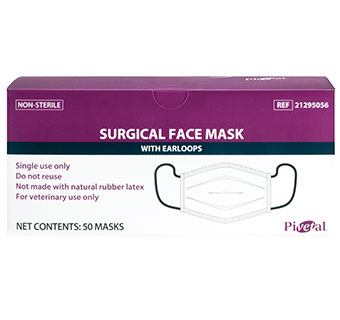 PIVETAL® EAR LOOP SURGICAL FACE MASKS 50/PKG