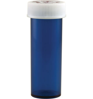 PIVETAL® COBALT BLUE PLASTIC PRESCRIP VIALS 6 DR PUSH&TURN CAP 5% SNAP 600/PKG
