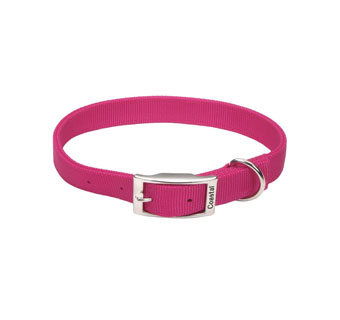 02901 DOUBLE-PLY DOG COLLAR NYLON 18 IN X 1 IN PINK FLAMINGO