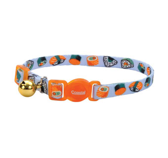 SAFE CAT® 06701 ADJUSTABLE COLLAR 8 - 12 IN X 3/8 IN SUSHI ON BLUE