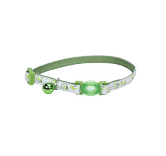SAFE CAT® 06775 ADJ COLLAR WITH BRK BKL 8 - 12 IN X 3/8 IN GLOWING LIME SKULLS