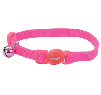 SAFE CAT® 07001 ADJUSTABLE COLLAR WITH BRK BKL NYLON 3/8 IN NEON PINK