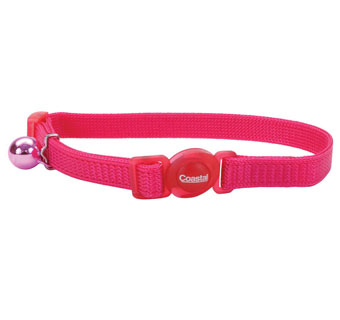 SAFE CAT® 07001 ADJUSTABLE COLLAR WITH BRK BKL NYLON 3/8 IN PINK FLAMINGO