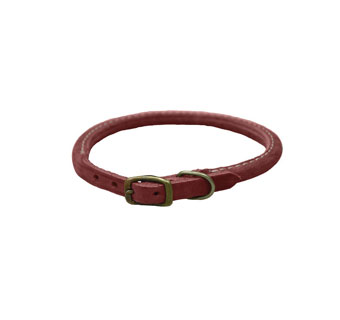 CIRCLE T® 03216 RUSTIC ROUND DOG COLLAR LEATHER 18 IN X 3/4 IN BRICK RED